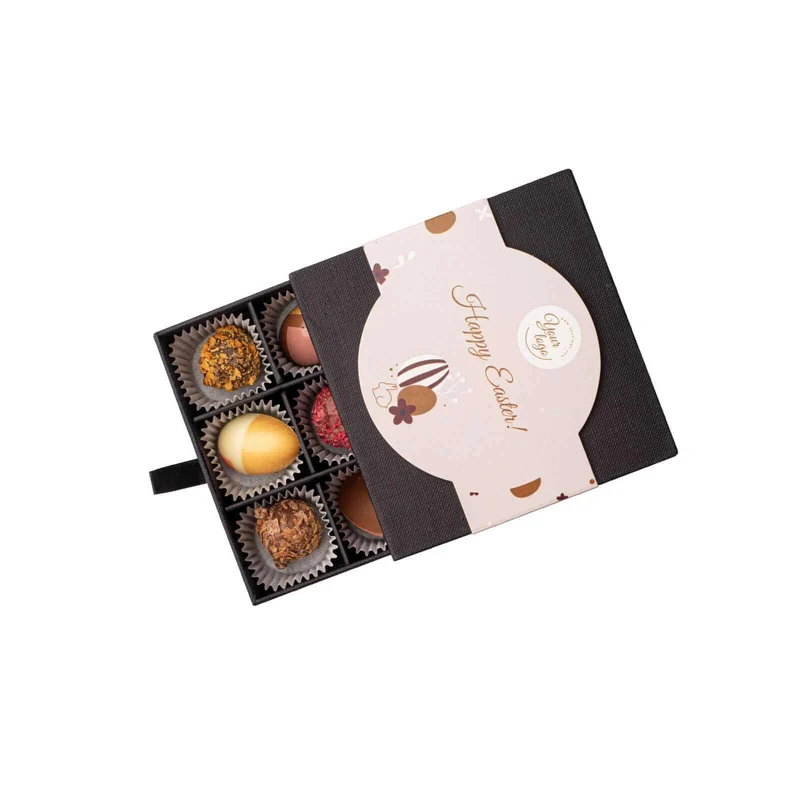 Pralines Pasen Momenten – Luxe Pralinébox met Chocolade-eitjes en Truffels