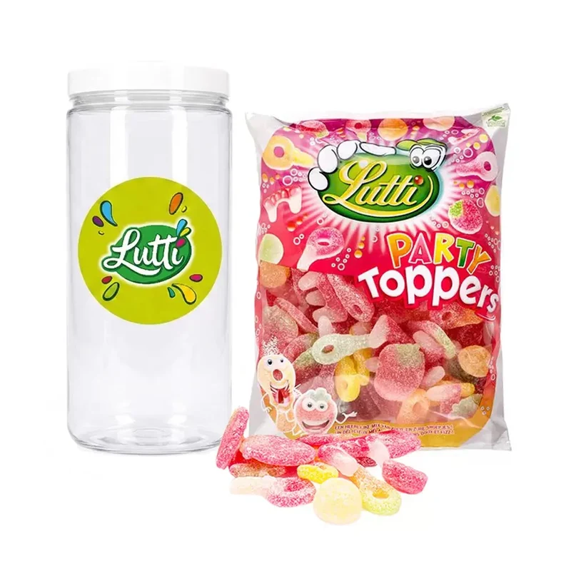 Lutti Party Toppers snoepmix - 4 soorten zoet en zuur snoep - snoeppot - 1000g
