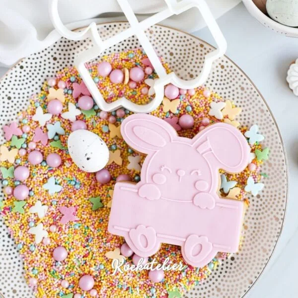Fondant stempelset Konijn met naambordje