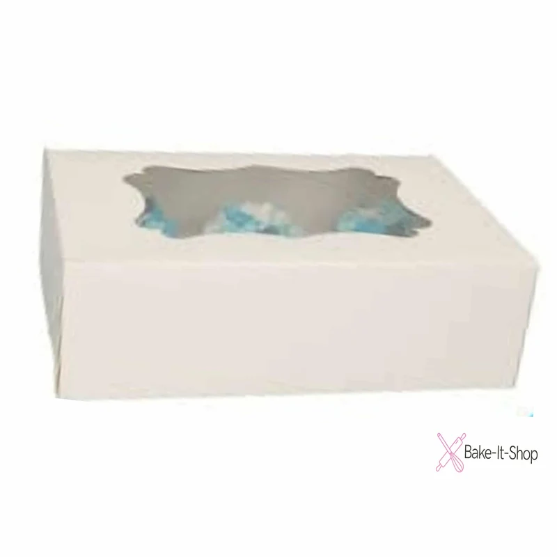 FunCakes Cupcake Doosje 6 Wit 7,5cm hoog (incl. tray met venster)