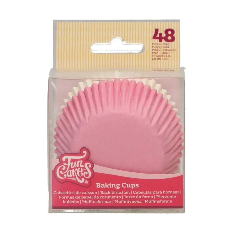 FunCakes | Baking Cups Roze / Wit pk/48