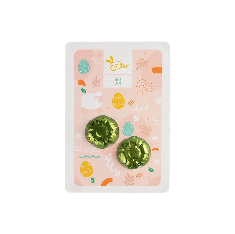 Promo Card – Twee Chocoladebloemen – Elegant Chocoladekaartje met Dubbele Verrassing