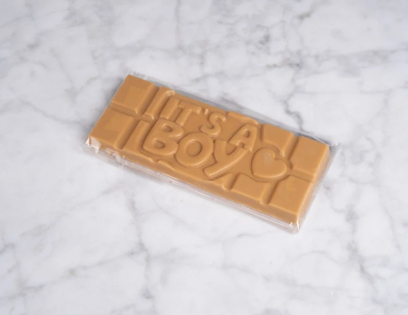 Chocoladereep met quote: it's a boy - gold chocolade 45g