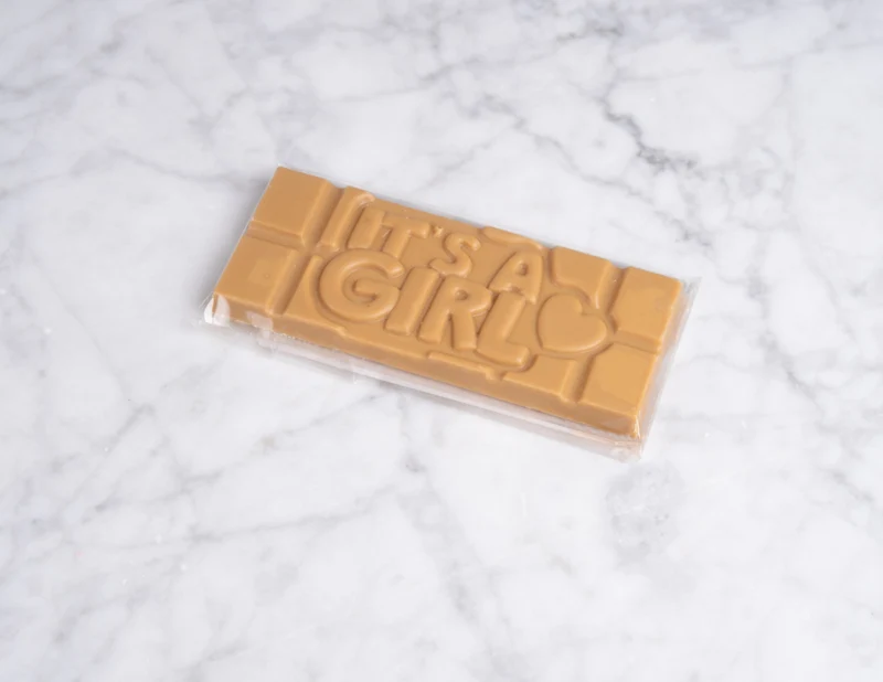 Chocoladereep met quote: it's a girl - Gold chocolade 45 g
