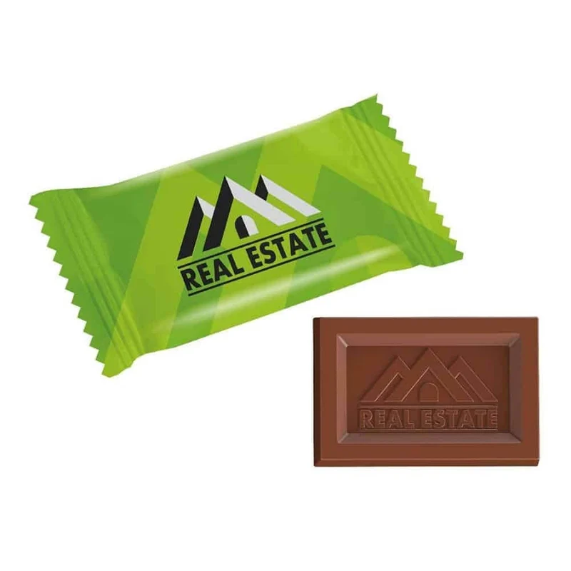 Mini Chocoladereep 10 g met Logo – Flowpack
