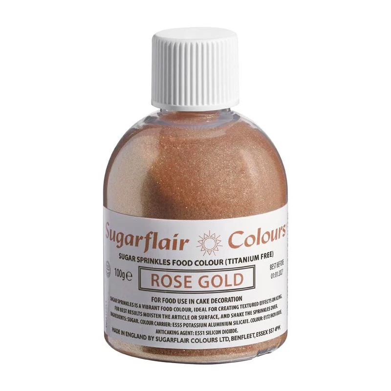Sugarflair Sugar Sprinkles Rose Gold 100g E171 Free