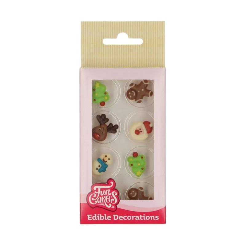 FunCakes | Chocoladedeco KLeurrijke kerstmis /8 (colourful christmas)