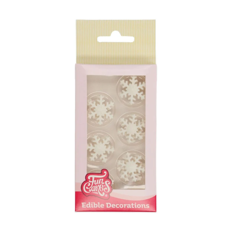 FunCakes Fondant Decoratie Sneeuwvlokken Wit Set/12