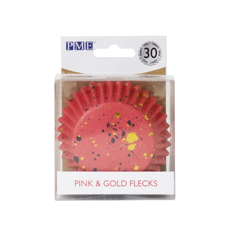 PME Foil Baking Cups Pink & Gold Flecks pk/30