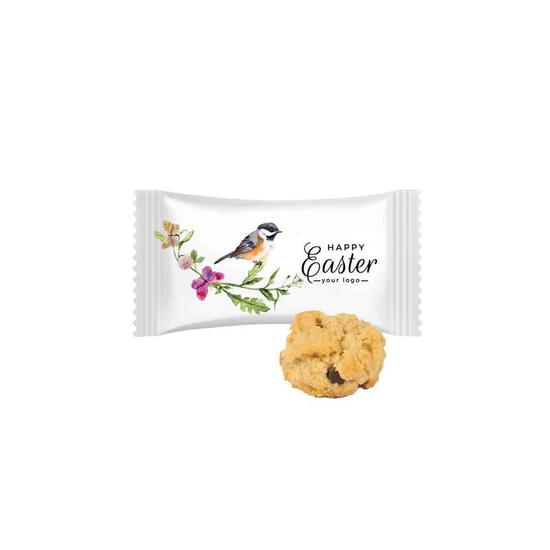 Mini havermoutkoekje met chocoladestukjes in eigen wikkel