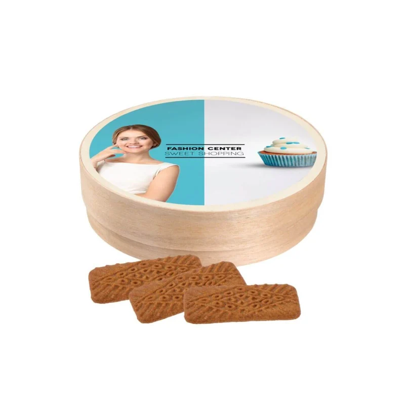 Houten geschenkdoos met kruid-karamel koekjes