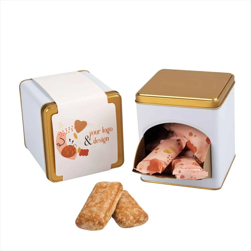Gingerbread in metalen blik met eigen logo