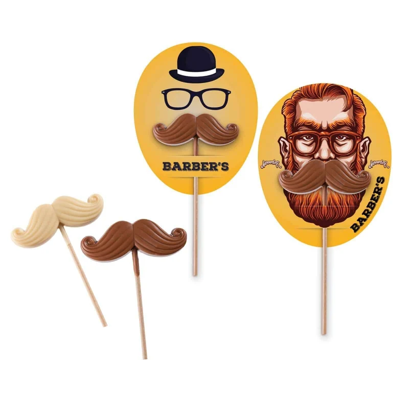 Chocolate Lollipop Moustache in Eigen Verpakking