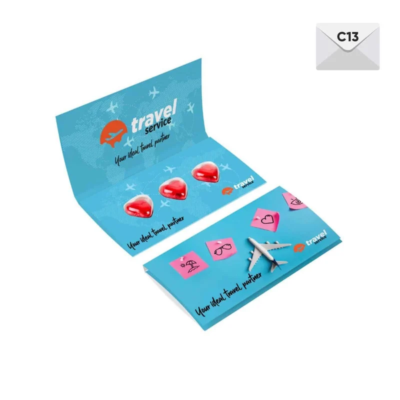 Set of Chocolates 3 Hearts Envelope in Eigen Verpakking