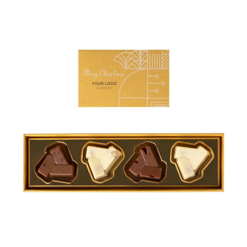 Decadence Pause Collection – Vier Luxe Chocolaatjes voor een Perfect Kerstmoment