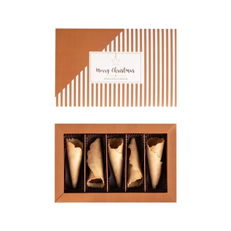 Cornetti Pralines – 5 Luxe Pralinekegels in Biologische Cadeauverpakking