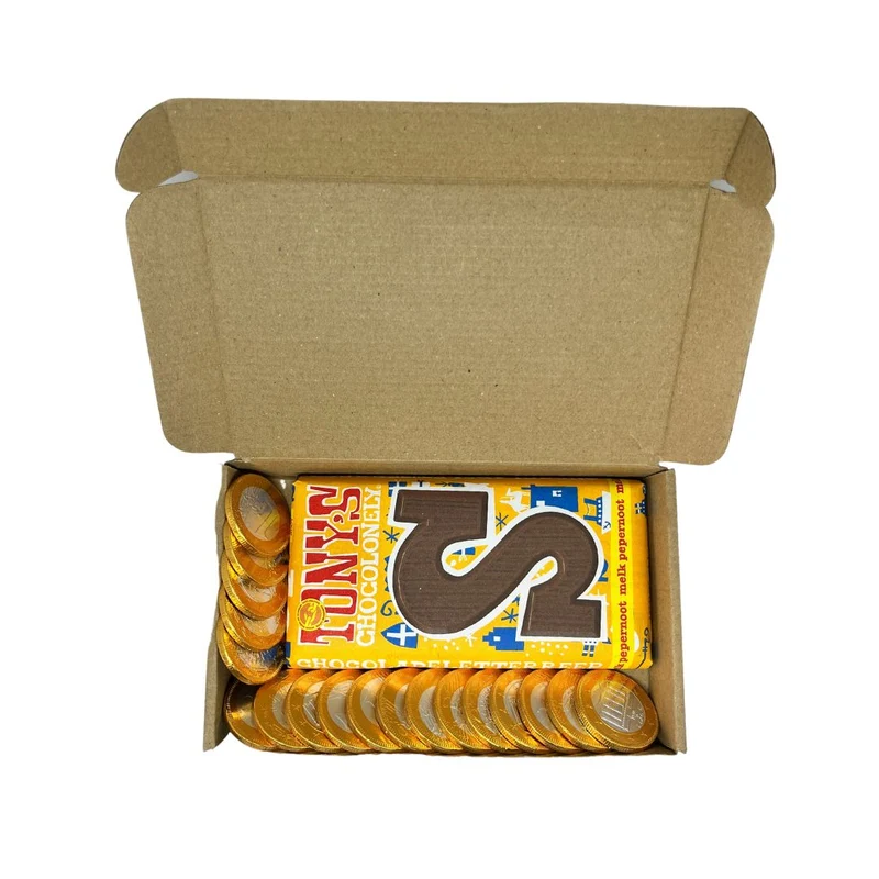 Sinterklaas door de brievenbus met Tony Chocolonely en Chocolademunten