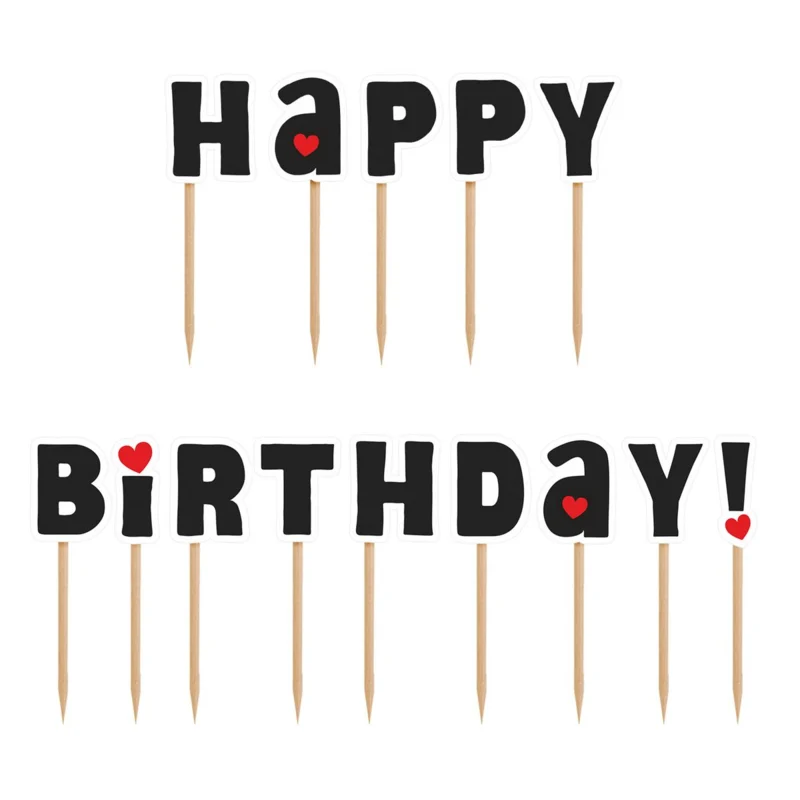 PartyDeco | Cake/cupcake toppers Happy birthday (set/14)
