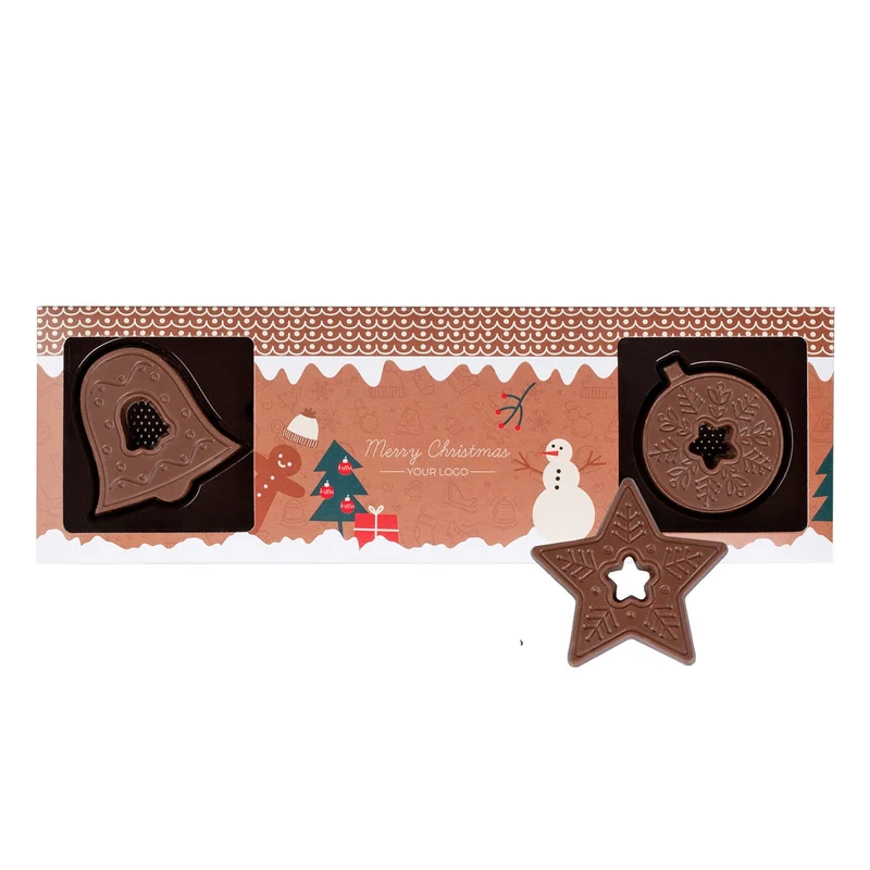 Set Chocolade Christmas Tree Charms in Eigen Verpakking