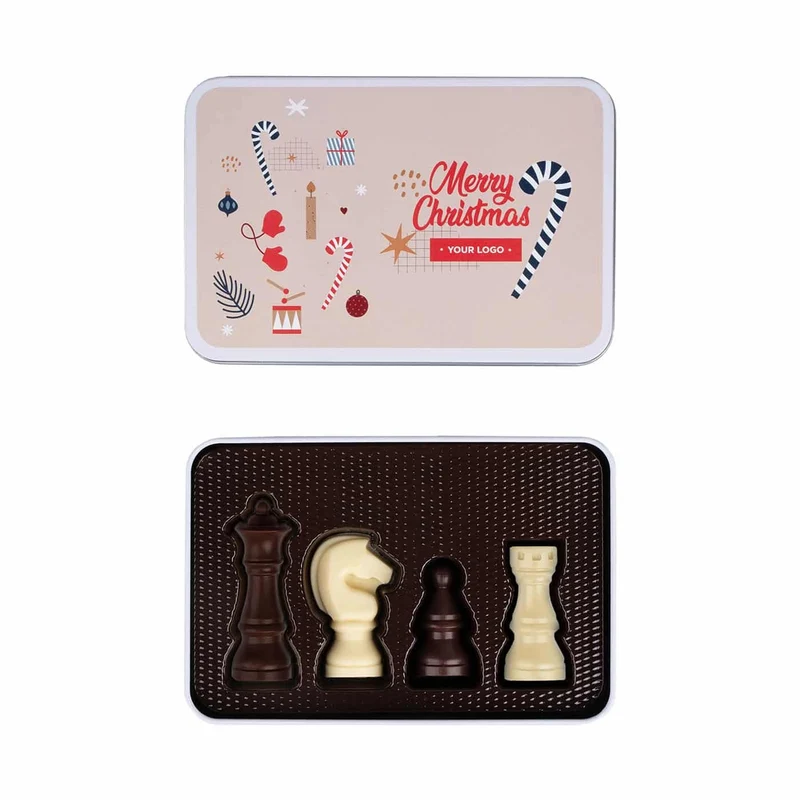 Chocolade Checkmate Tin in Eigen Verpakking