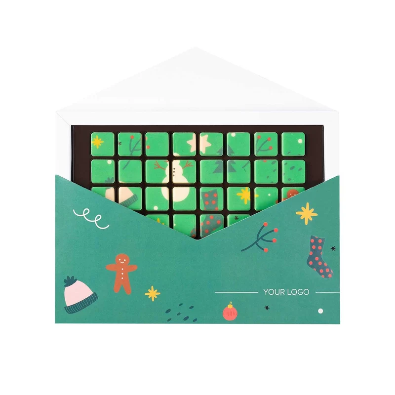 Choco Text 4 Lines Print – Eetbare Kerstgroet met Full-Colour Chocolade