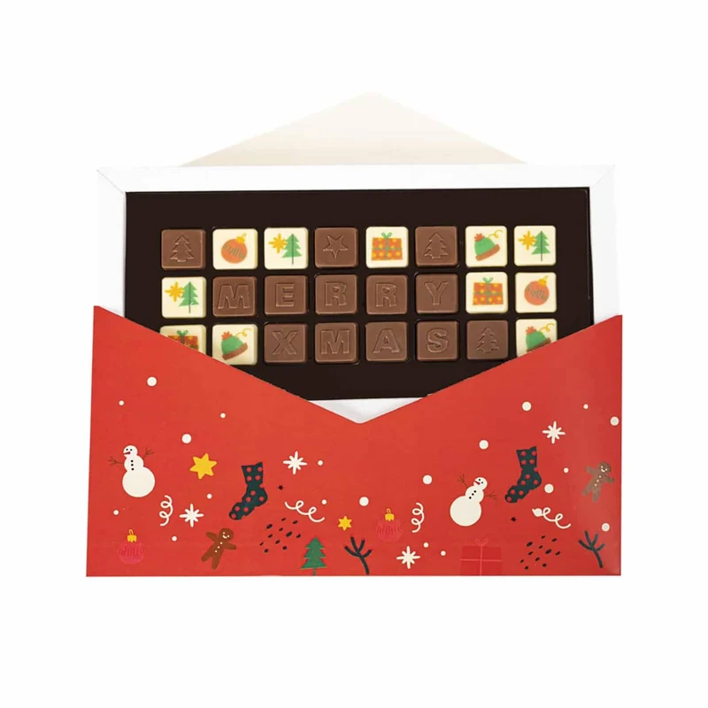 Set of Chocolates Choco Text 3 Lines – Persoonlijke Kerstboodschap in Chocolade