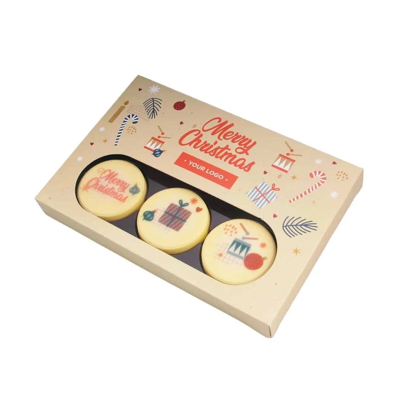 Choco Circle Print – set van zes ronde pralines