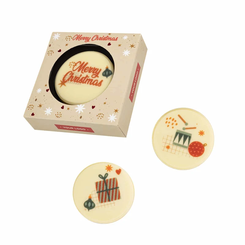 Choco Circle Print – ronde praline met kerstontwerp