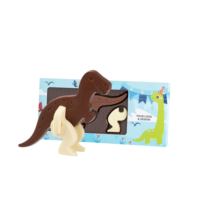 Chocolade 3D Dino in persoonlijke verpakking