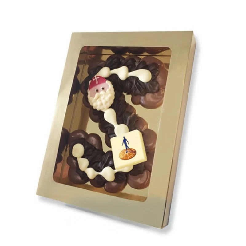 Opgespoten Chocoladeletter met logo (300 gram)