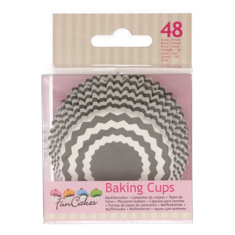 FunCakes | Baking cups Chevron Grey (set/48)