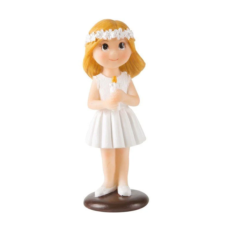 Decoratief Figuur Communie Meisje met Kaars 10cm