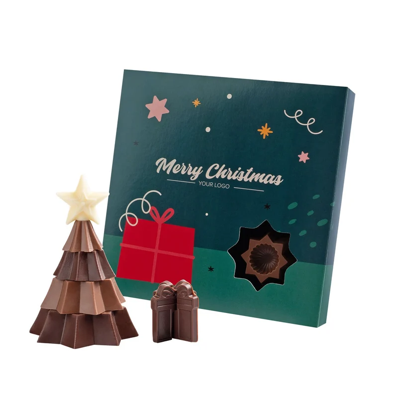 Chocolade kerstboom DIY in eigen verpakking