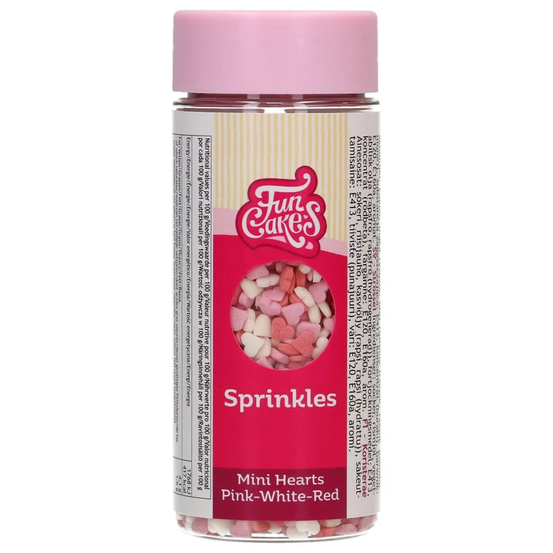 FunCakes Mini Hartjes Roze/Wit/Rood 60 g